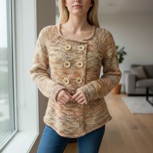 Elegant Feminine Knit Button Sweater - Multicolor